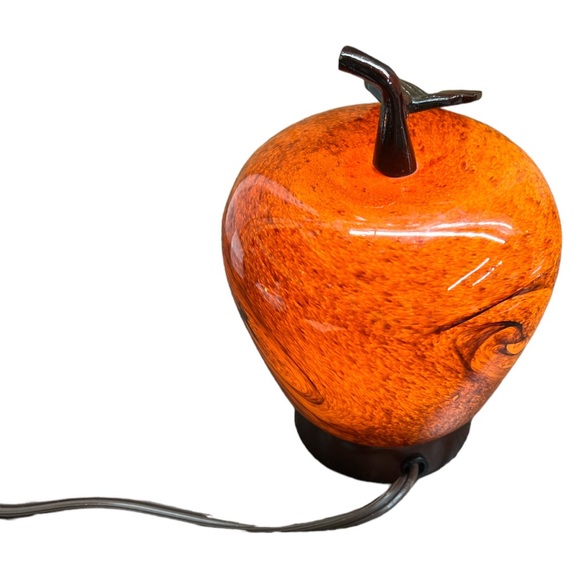 Vintage Blown Glass Light up Apple on Wood Base - Picture 5 of 8